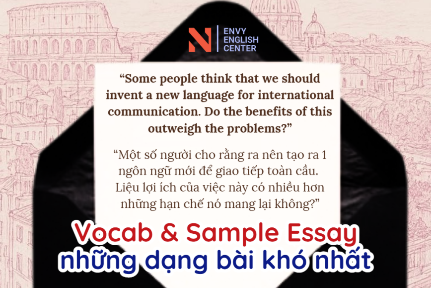 Vocab & Sample essay: Some people think that we should invent a new language for international communication. Do the benefits of this outweigh the problems