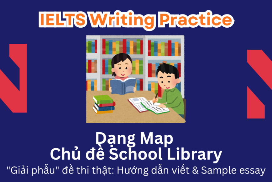IELTS Writing Practice: "Giải phẫu" đề thi thật – Dạng bài Map – Chủ đề School Library