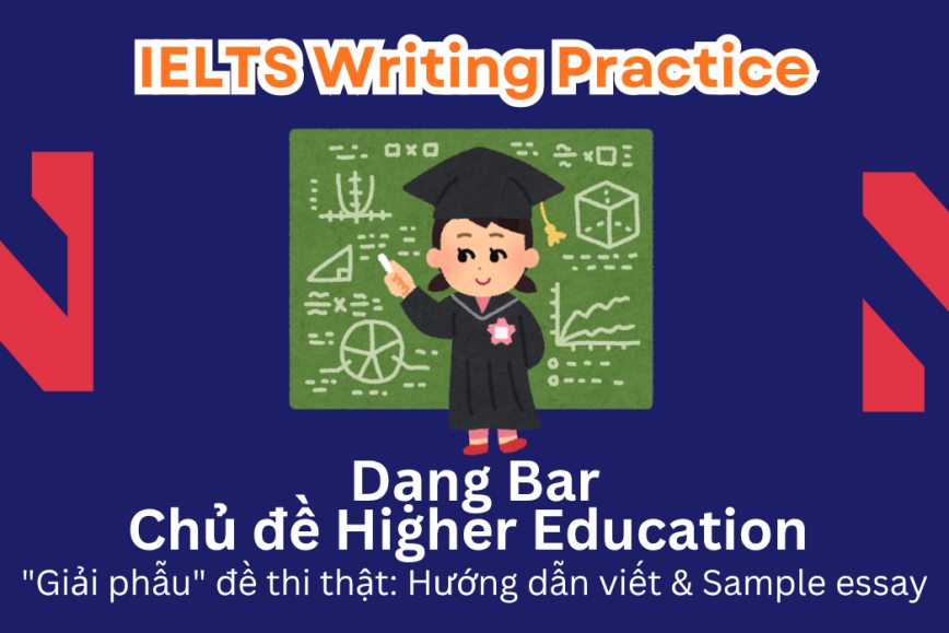 IELTS Writing Practice: "Giải phẫu" đề thi thật - Dạng bài Bar Chart - Chủ đề Higher Education Qualifications by Gender
