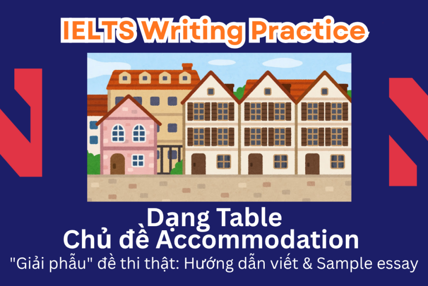 IELTS Writing Practice: "Giải phẫu" đề thi thật – Dạng bài Table – Chủ đề Types of Accommodation in Three Areas of a UK City