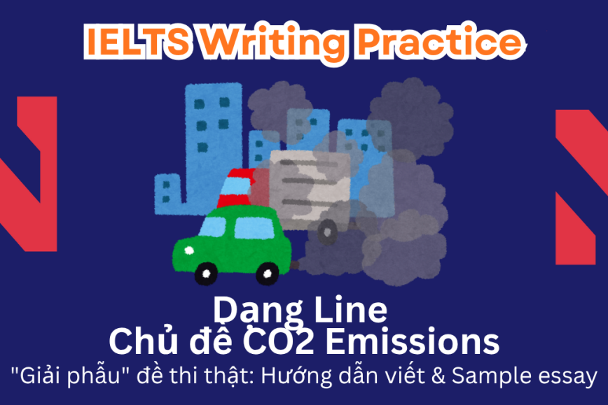 IELTS Writing Practice: "Giải phẫu" đề thi thật – Dạng bài Line Graph – Chủ đề CO2 Emissions by Region