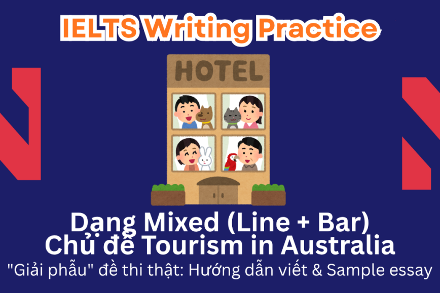 IELTS Writing Practice: "Giải phẫu" đề thi thật – Dạng bài Mixed Charts (Bar Chart + Line Graph) – Chủ đề Tourism in Australia