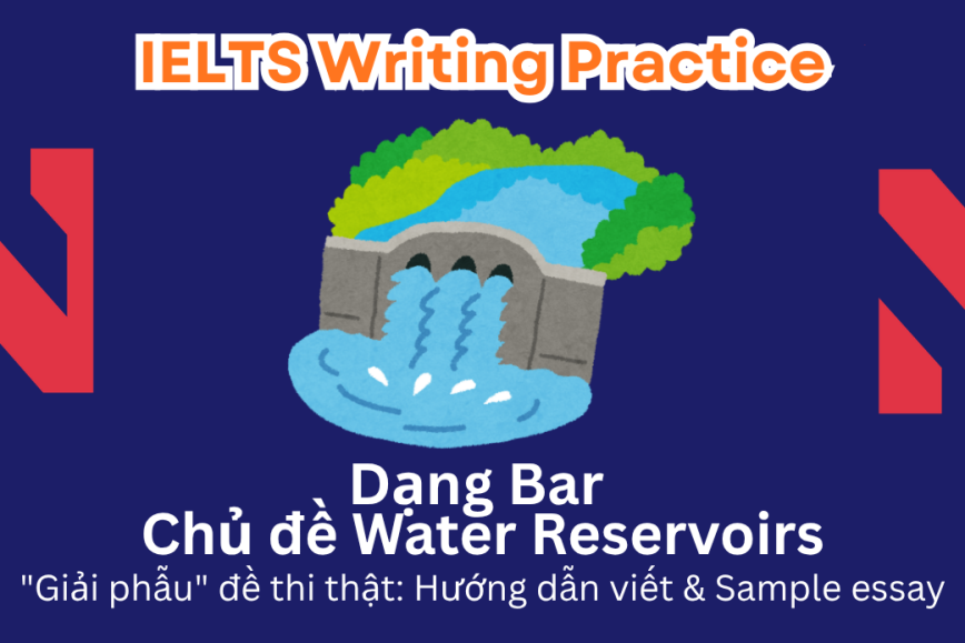 IELTS Writing Practice: "Giải phẫu" đề thi thật – Dạng bài Bar Chart – Chủ đề Water Reservoirs